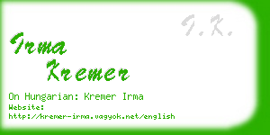 irma kremer business card